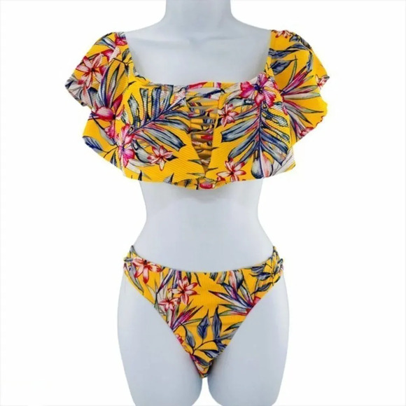 TiniBikini 2 Piece yellow Floral Print Bikini - Picture 4 of 8